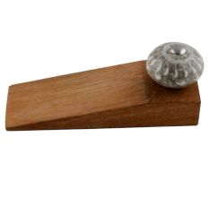 2 Pieces White Crackle Wheel Ceramic Wooden Door Stopper